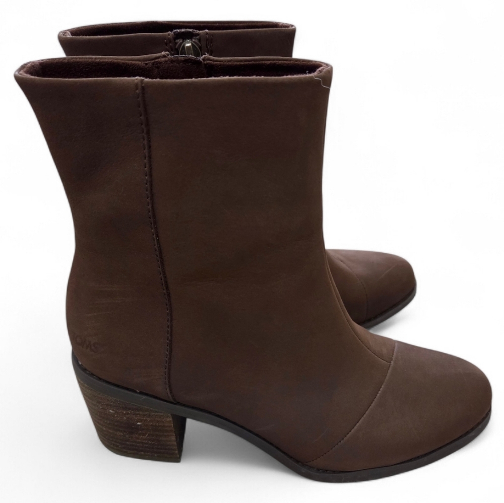 🎉 3/$60 Toms Brown Vegan Suede Heeled Booties Size 7.5 - Picture 6 of 10